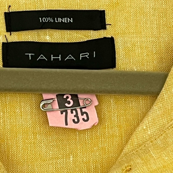 Tahari 100% Linen Yellow Sleeveless Dress Size 2X - Picture 6 of 11